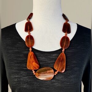Vintage Water Buffalo Horn Statement Necklace – Hand Carved Geometric Beads